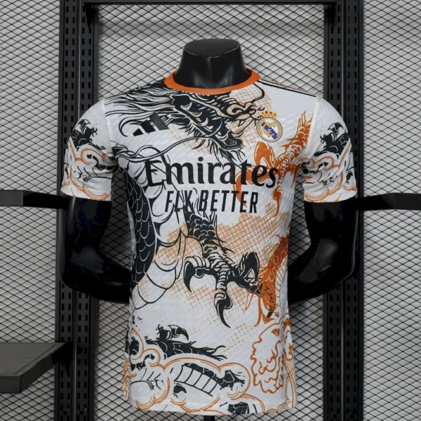 Camisa Real Madrid Dragão Preta Branca 2025/26 Jogador