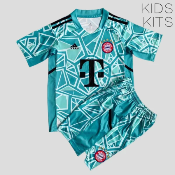 Kit Infantil de Goleiro Bayern de Munique Lake Azul 2022/23 (Camisa + Short + Meião)